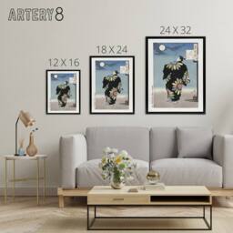 "Artery8 Yoshitoshi Fukami Jikyu Vintage Japanese Ukiyo-e Framed Canvas Art in Blue - Size: W12"" x H16""" - thumbnail 4