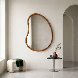 sweeek 95cm wooden mirror in Dark Brown - Size: 100 cm
