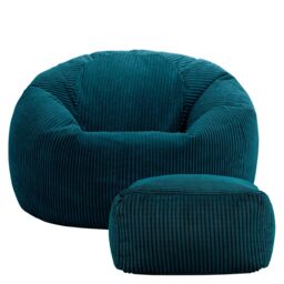 icon Kingston Bean Bag & Footstool Jumbo Cord Bundle in Teal - thumbnail 4