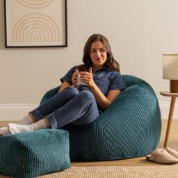 icon Kingston Bean Bag & Footstool Jumbo Cord Bundle in Teal - thumbnail 2