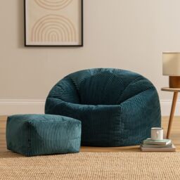 icon Kingston Bean Bag & Footstool Jumbo Cord Bundle in Teal - thumbnail 1