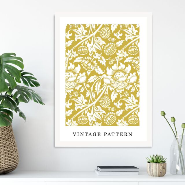 ARTZE William Morris Yellow Floral Art Print / White Frame / SIZE: A3 - Size: A4 - image 1