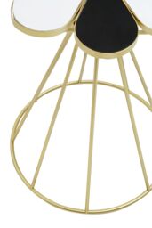 Orsina Black & White Petal End Table, Modern Flower Shaped Side Table With Hourglass Gold Frame, Small Table - thumbnail 4