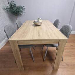 KOSY KOALA Oak Effect table with 4 Grey Faux Leather Gem Chairs in Light Oak - thumbnail 2