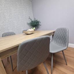 KOSY KOALA Oak Effect table with 4 Grey Faux Leather Gem Chairs in Light Oak - thumbnail 6