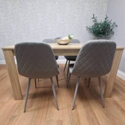 KOSY KOALA Oak Effect table with 4 Grey Faux Leather Gem Chairs in Light Oak - thumbnail 4
