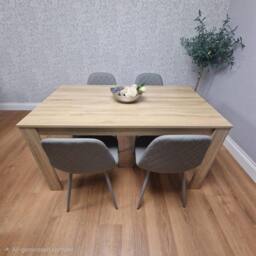 KOSY KOALA Oak Effect table with 4 Grey Faux Leather Gem Chairs in Light Oak - thumbnail 3