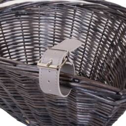 FLAVORA Brown-Bicycle Wicker Shopping Basket with Metal Carry Handle in Brown - Size: 500mm - thumbnail 7