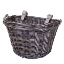 FLAVORA Brown-Bicycle Wicker Shopping Basket with Metal Carry Handle in Brown - Size: 500mm - thumbnail 4