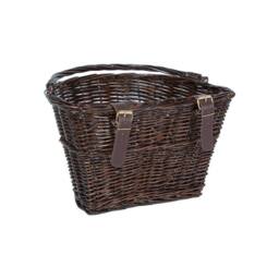 FLAVORA Brown-Bicycle Wicker Shopping Basket with Metal Carry Handle in Brown - Size: 500mm - thumbnail 3