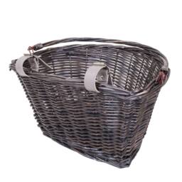 FLAVORA Brown-Bicycle Wicker Shopping Basket with Metal Carry Handle in Brown - Size: 500mm - thumbnail 6