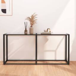 Berkfield Home Console Table Transparent 160x35x75.5cm Tempered Glass in Clear - Size: 160x35x75.5 cm - thumbnail 2