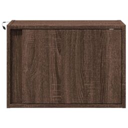 Berkfield Home Wall-mounted Bedside Cabinet with LED Lights Brown Oak - thumbnail 6