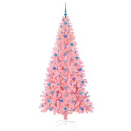 Berkfield Home Christmas Tree with 300 LEDs with Stand Pink 210 cm PVC - thumbnail 3