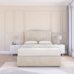 "Sloomy Kansas Divan Bed Base No Drawers & 26"" Struts Headboard in Cream - Size: Small Double" - thumbnail 2