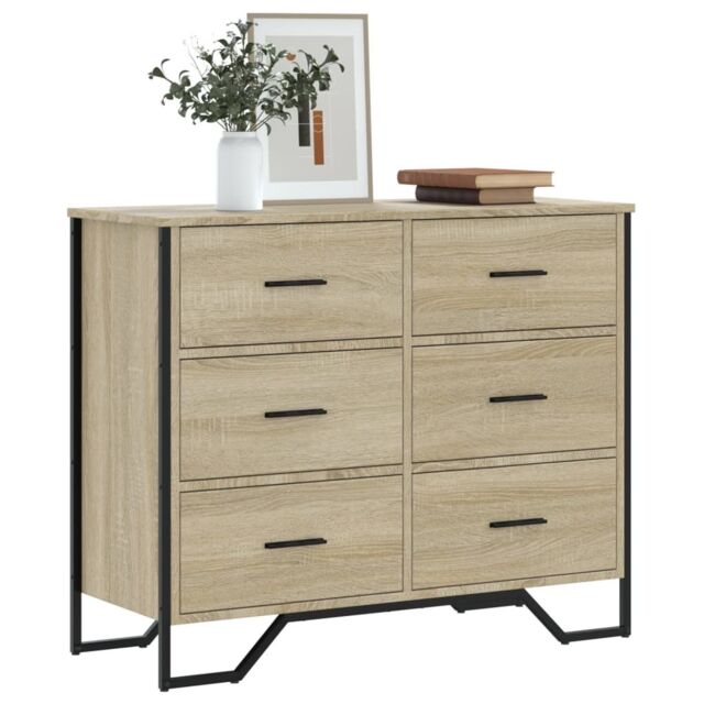 Berkfield Home Chest of Drawers Sonoma Oak 91x35.5x74.5 cm Engineered wood in Brown - image 1