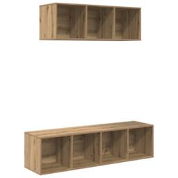 Berkfield Home TV Cabinet Set with Shelf 2 pcs Artisan oak 37 x 37 x 142.5 cm in Brown - thumbnail 3