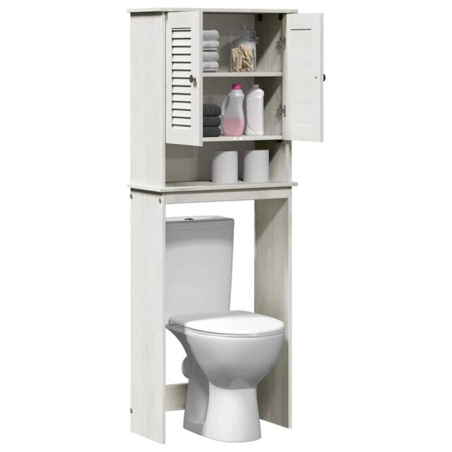 Berkfield Home Toilet Cabinet White 60 x 27 x 161 cm Solid pine wood - image 1
