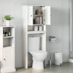 Berkfield Home Toilet Cabinet White 60 x 27 x 161 cm Solid pine wood - thumbnail 4