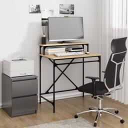 Berkfield Home Charming Desk Sonoma Oak 80x50x90 cm Engineered Wood & Iron in Light Oak - Size: 80 x 50 x 90 cm - thumbnail 2