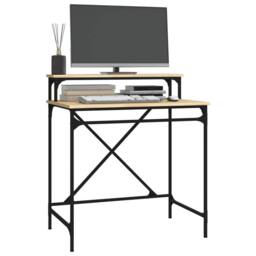 Berkfield Home Charming Desk Sonoma Oak 80x50x90 cm Engineered Wood & Iron in Light Oak - Size: 80 x 50 x 90 cm - thumbnail 4