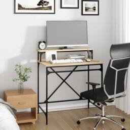Berkfield Home Charming Desk Sonoma Oak 80x50x90 cm Engineered Wood & Iron in Light Oak - Size: 80 x 50 x 90 cm - thumbnail 1