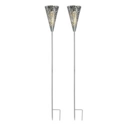 LIVIVO LED Solar Garden Light - 8 Hour Battery-Outdoor Waterproof Stake Lamp in Silver