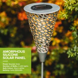 LIVIVO LED Solar Garden Light - 8 Hour Battery-Outdoor Waterproof Stake Lamp in Silver - thumbnail 3
