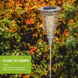 LIVIVO LED Solar Garden Light - 8 Hour Battery-Outdoor Waterproof Stake Lamp in Silver - thumbnail 4