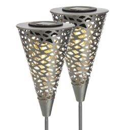 LIVIVO LED Solar Garden Light - 8 Hour Battery-Outdoor Waterproof Stake Lamp in Silver - thumbnail 2