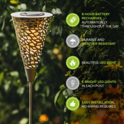 LIVIVO LED Solar Garden Light - 8 Hour Battery-Outdoor Waterproof Stake Lamp in Silver - thumbnail 6