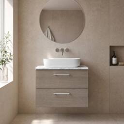 Balterley Level 800mm Wall Hung 2 Drawer Unit with Laminate Worktop Solace Oak in Brown - thumbnail 6