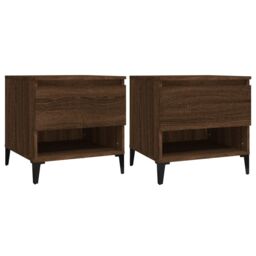 Berkfield Home Side Tables 2 pcs Brown Oak 50x46x50 cm Engineered Wood - Size: 50 x 46 x 50 cm - thumbnail 2