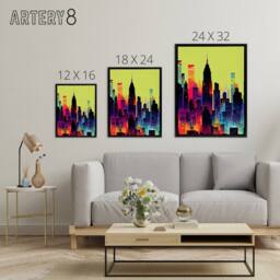 "Artery8 New York Colourful Cityscape Canvas Wall Art Print - Size: W12"" x H16""" - thumbnail 4