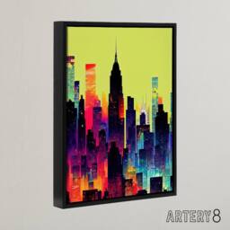 "Artery8 New York Colourful Cityscape Canvas Wall Art Print - Size: W12"" x H16""" - thumbnail 2