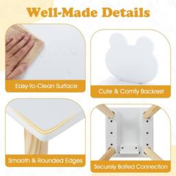 Costway 3 Pcs Kids Wooden Table & Chair Set for Reading in White - thumbnail 9