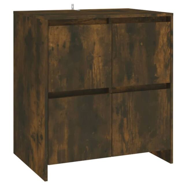 Berkfield Home Decorative 2 Piece Sideboard Smoked Oak Engineered Wood in Brown - image 1