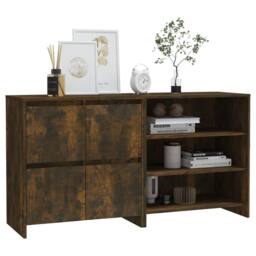 Berkfield Home Decorative 2 Piece Sideboard Smoked Oak Engineered Wood in Brown - thumbnail 5