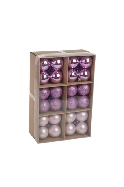 KDMD Pink Baubles Assorted Pack 4cm 48 Pack - image 1