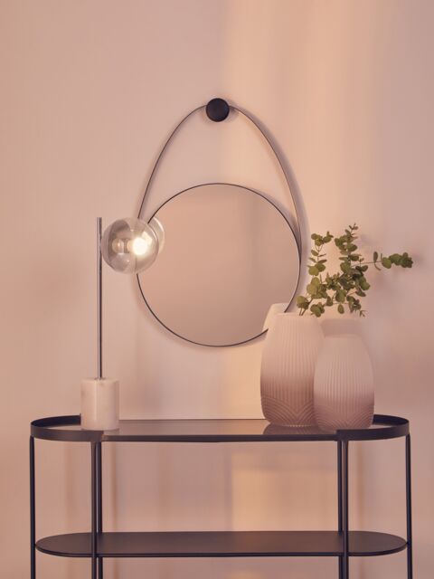 Orsina Hanging Wall Mirror, Decorative Mirror In Black Finish, Modern Art Deco Design Wall Mirror For Home Decor - image 1