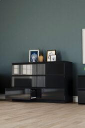 Home Discount Vida Designs Glinton 'HIGH GLOSS 6 Drawer Chest of Drawers' Storage Bedroom Furniture in Black - thumbnail 2