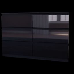 Home Discount Vida Designs Glinton 'HIGH GLOSS 6 Drawer Chest of Drawers' Storage Bedroom Furniture in Black - thumbnail 6