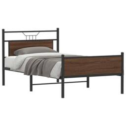 Berkfield Home Bed Frame without Mattress Brown Oak 100x200 cm Engineered Wood - thumbnail 2