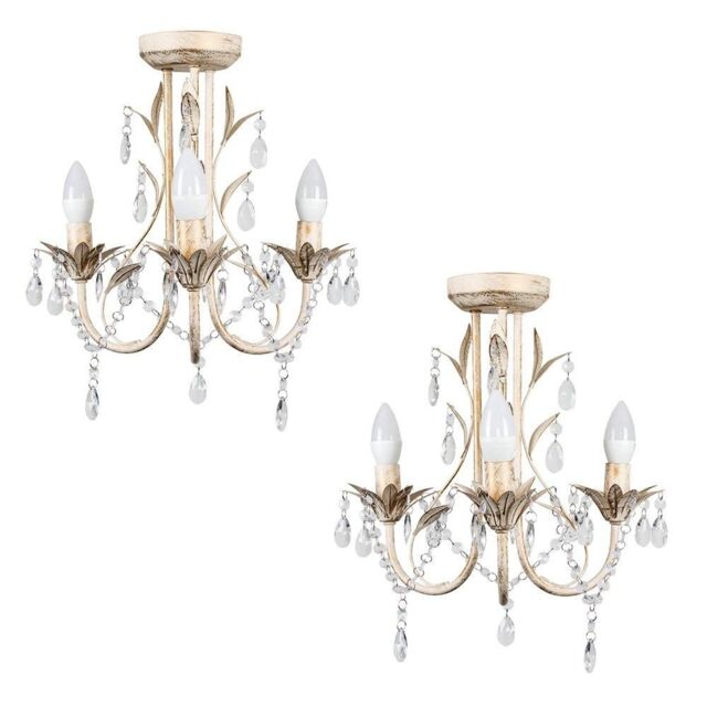 ValueLights Pair of White Ceiling Light Chandeliers - image 1