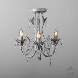 ValueLights Pair of White Ceiling Light Chandeliers - thumbnail 3