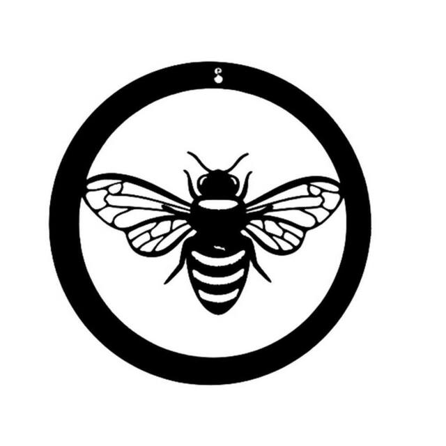 Poppyforge Bee in a Circle Large Garden Wall Art - Powder Coated Black - image 1