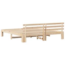 Berkfield Home Pine Wood Bed Frame Natural Solid Pine wood 200 x 200 cm Durable in Light Tan - thumbnail 7