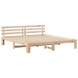 Berkfield Home Pine Wood Bed Frame Natural Solid Pine wood 200 x 200 cm Durable in Light Tan - thumbnail 3