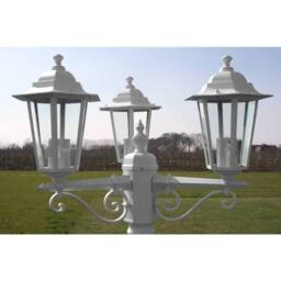 Berkfield Home Garden Light Post 3-arms 215 cm White Aluminium - thumbnail 6