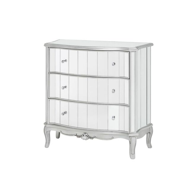 Melody Maison Mirrored Chest Of Drawers - Tiffany Range in Metallic Silver - image 1